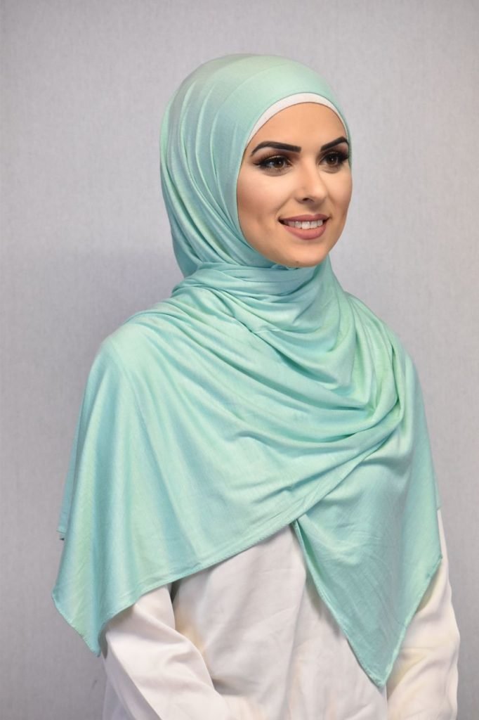 Plain Mint Green Jersey Hijab Um Anas Islamic clothing, Hijabs