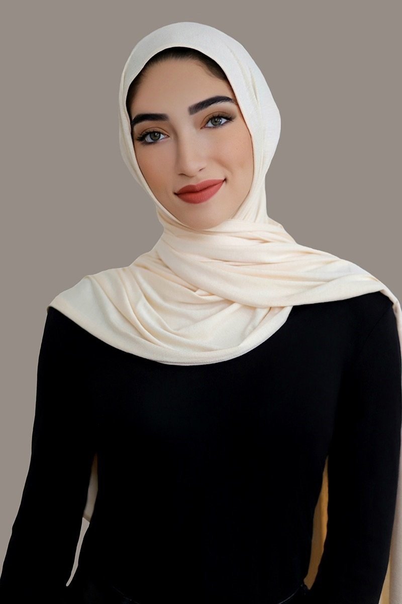 Plain Beige Jersey Hijab | Um Anas - Islamic clothing, Hijabs, Abaya's, Kaftans
